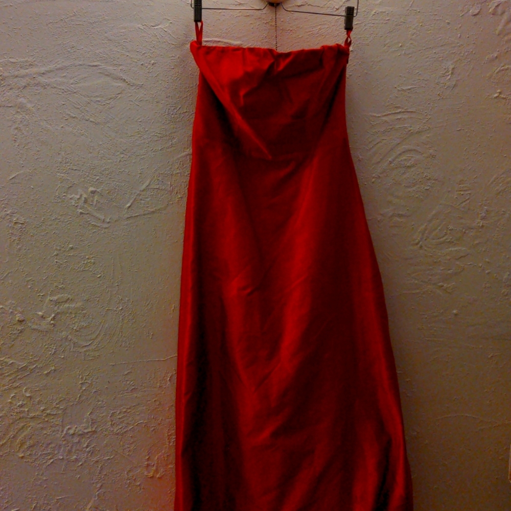 Vintage 90s Red Strapless Tara Jarmon Dress